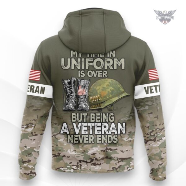 army veteran my time in uniform is over hoodie