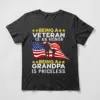 A patriotic Veteran Grandpa shirt featuring an American flag, bold lettering, and a touching grandfather-child silhouette.